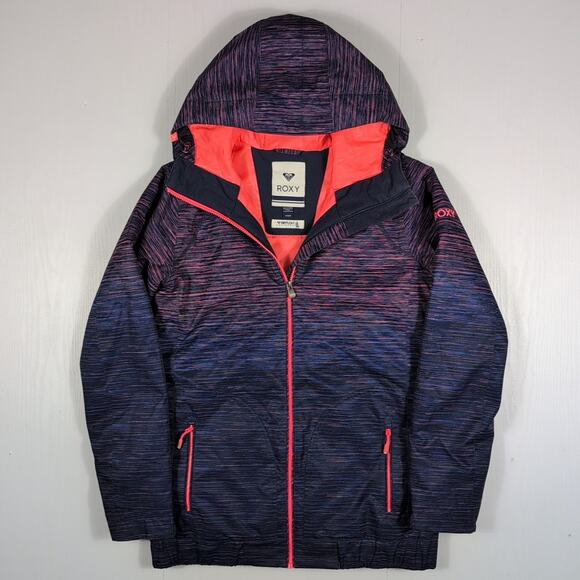 Roxy DryFlight 10K Snow Jacket Women M Blue Pink Hooded Waterproof Ski Snowboard - Picture 4 of 16